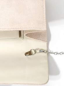 Bolso de noche de terciopelo color albaricoque con hebilla de cristales para mujer, bolso de mano para fiesta y boda