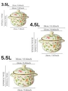 1个搪瓷锅，双耳汤锅，带盖炖锅，不粘锅，适用于燃气灶和电磁炉，加厚搪瓷汤锅，双耳搪瓷锅，家用，煮面，煮猪油 - 查看 2