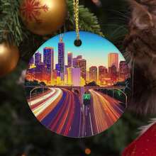 1 Piece Luxury Theme Ceramic Ornament - Iconic Skyline With Willis Tower And Navy Pier, Durable Collectible Tree Decoration, Suitable Holiday Decoration, Families, Year-Round Use (Compatible With Trees) - 3*3英寸 - 查看 7