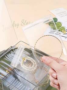 100/50/30/10/5pcs Reusable Pvc Dustproof Jewelry Bags, Gradient Color Sealed Jewelry Bags, Suitable For Jewelry, Earrings, Necklaces, Party Packaging.