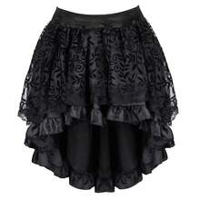 Jutrisujo Corset Dress And Skirt Set 2-Piece Style Plus Size Bustier Gothic Brocade Lace Costume Renaissance Halloween - 819Wine Red+7056black - 查看 5