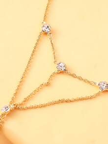 1pc New Rhinestone Linked Finger Hand Chain, Niche High-End Bridal Mesh Back Hand Jewelry, Fashion Finger Ring Bracelet, Jewelry - Chain Bracelet - View 4