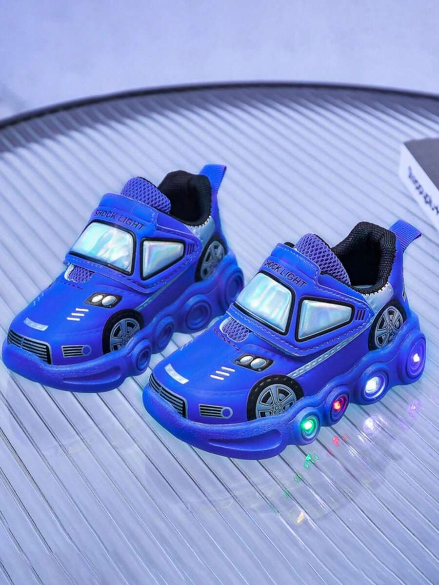 Zapatillas deportivas infantiles con motivos de dibujos animados, zapatillas de running multicolores y vibrantes, antideslizantes y ligeras, con suelas luminosas de colores. Calzado informal y cómodo para los más pequeños, ideal para el día a día o como regalo de cumpleaños y fiestas. - Azul - Ver 1