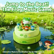 1 Set, Aproximadamente 18.5cm de diámetro, Material de plástico, Disco de lanzamiento de rana musical eléctrica, Estilo de dibujos animados, Color principal verde, Plato giratorio redondo, 6 ranitas pequeñas de colores + 2 redes de captura + caja de almacenamiento, 3 ajustes de velocidad, Saltar y cantar, Juego interactivo para padres e hijos, Mejorar la coordinación mano-ojo y la concentración, Juguete educativo para niños de 3+, Regalo interactivo para cumpleaños/Día del Niño/Halloween/Navidad/Fiesta familiar - Multicolor - Ver 3