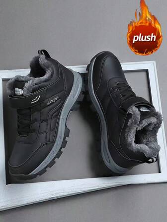 Men's High-Top Leather Boots, Autumn/Winter New Arrival, Thermal Lined, Thick Sole, Increased Height, Non-Slip, Round Toe, Lace-Up, Side Zipper, Plus Size 46, Men's Boots, Mid-Calf, Fashion , Outdoor, Party, Street Style, Men's Hiking Boots, Leather, Waterproof, Oil-Resistant, Men's Leather Shoes, Outdoor, Fashionable, Sports, Men's Safety Shoes, Outdoor, Desert Boots, Motorcycle Boots, Warm Fur Boots, Men's Mid-Calf Boots