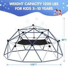 Climbing Dome,10FT Dome Climber With Hammock, Outdoor Play Equipment For 3 To 10 Children, Supports Jungle Gym Up To 1,000 Lbs, Rust Resistant, Easy To Assemble, Gift For Kids, Blue+White - Blue - View 3
