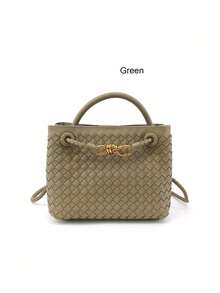 女士时尚编织图案手提水桶包，品牌包优雅女士手提包，优雅礼品包，奢华女士手提包，别致女士斜挎包，女士单肩包，适合女孩、大学生、办公室女士、中年妈妈日常通勤、购物、购物、办公室、上课、聚会、约会、晚餐包，适合户外玩耍 - 彩色 - 查看 7