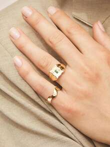 独特优雅的925纯银首饰，镶嵌圆形立方氧化锆，光滑波浪形多层戒指，专为女孩设计 - 鋯環 - 查看 4