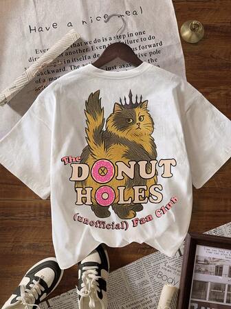 Sweet Medical Cave Silk Club Women's Casual Round Neck Short Sleeve T-Shirt, Summer