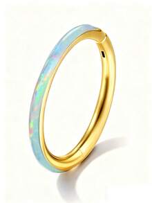 1pc Opal Nose Ring 316 Stainless Steel Hinged Ear Cartilage Ear Cuff Septum Ring Body Piercing Jewelry - Opal - View 18
