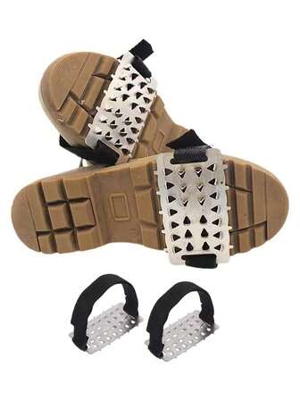 2pcs/1 Pair Adjustable Snow Spikes With Hook & Loop System - Heavy Duty Corrosion Resistant Metal Ice Cleats For Winter Driving, Walking, Climbing