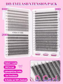 640pieces Of D-Curl Individual False Eyelashes, Large Capacity Eyelash Book, Beginner-Friendly, Soft And Thick, Creating A Natural Makeup Look. Easily Create Segmented False Eyelashes At Home. Long-Lasting And Voluminous, The Large Capacity Eyelash Book Is Convenient To Carry. - D - View 8