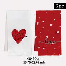 MEMNUN 2pcs Valentine's Day Red Love Text Pattern Kitchen Towels, 15.75*23.62in(40*60cm), Modern Microfiber Soft Absorbent Dish Towels, Hand Towels, Tea Towels, Cleaning Supplies, Ideal For Bathroom And Kitchen Decor, Home Decoration And Gifts - Multicolor - View 12
