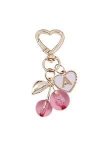 Hochwertiger modischer süßer Kirsche Gold Schmetterling Taschenanhänger - Kirsche Schlüsselanhänger stilvoller Rucksack Anhänger Dekoration, Schlüsselanhänger, Taschenanhänger Legierung Anhänger A-Z Buchstabe, Kopfhörer Anhänger, Auto Anhänger, Dekorativer Anhänger, Kirsche Schlüsselanhänger, Taschenzubehör, mit Taschenklemme, glänzendes Harz und Metall Accessoires, geeignet für Frauen Geldbörse und Tasche, Rucksack Zubehör - Verschiedenfarbig - Übersicht 15