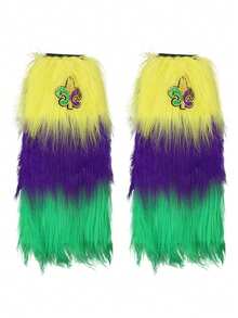 1/3pcs Set Novelty Carnival Costume Accessories Set, Including 1pc Tutu Skirt, 1pc Feather Headpiece And 1 Pair Furry Leg Warmers, Suitable For St. Patrick's Day Party, Cosplay Carnival, Carnival Leggings, Street Party Props, Photo Props And Party Supplies. - Multicolor - View 11