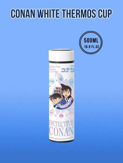 Detective Conan 316 Stainless Steel Insulated Cup (500ML) – Pastel-Themed Anime Tumbler With Conan & Shinichi Print, Long-Lasting Heat/Cold Retention, Perfect For Conan Fans/Teens Daily Hydration (School/Office/Commute/Leisure Use), Cute Mystery Anime Collectible, Ideal Gift For Anime Lovers (Great For Birthdays/Anime Merch Swaps/Back-To-School)