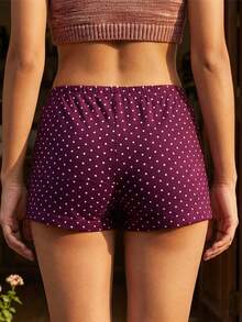 Pantalones Cortos para Mujer con Lunares, Cintura Baja y Ajustados, para Fiestas y Vacaciones de Playa de Verano - Burdeos - Ver 6