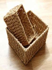 1/3件装手工编织收纳篮，浴室收纳篮，厨房零食架，办公书架，文具药盒，玩具篮，梳妆台化妆品收纳篮，家居装饰篮，礼品篮，化妆品篮，客厅收纳篮