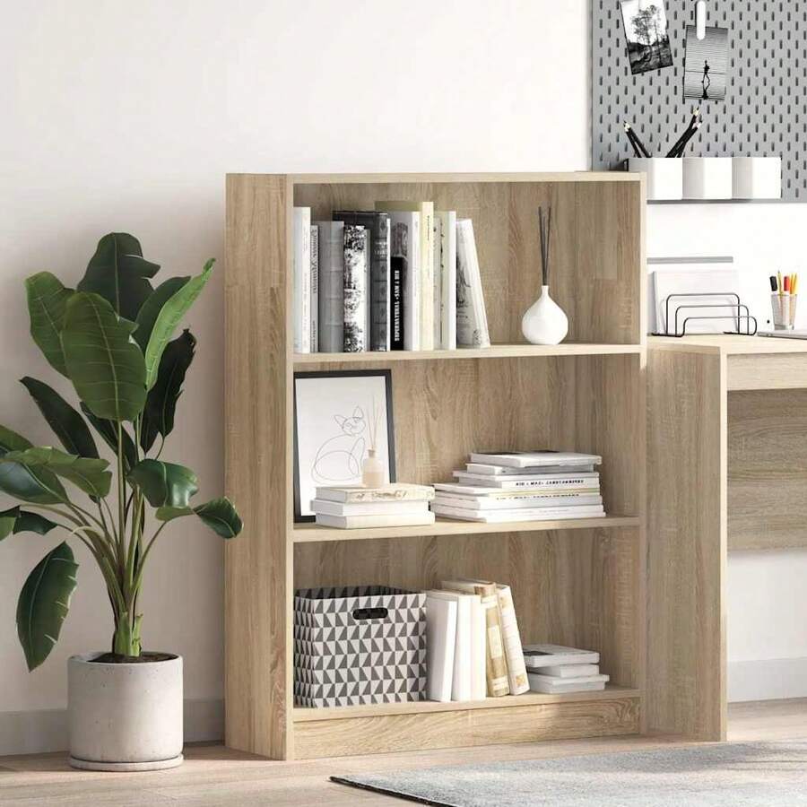 Bibliothèque vidaXL Chêne Sonoma 80x24x109 cm Matériau à base de bois - Camel - Voir 1