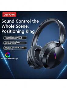 Lenovo EH140 Wireless Bluetooth Headphones, Black, Gaming Design, Dedicated Gaming Chip, Sound Positioning, Compatible With Delta Force (FPS) And , PC Gaming Dedicated, Black - Black - View 1