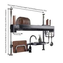 Over The Sink Dish Drying Rack - Adjustable Height Kitchen Counter Dish Rack Organizer - Grey - View 2