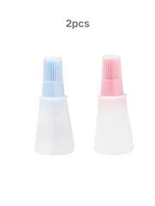 1支/2支装硅胶油刷，烧烤刷，烹饪烘焙上釉刷，便携式烧烤油瓶，厨房烘焙烧烤工具，厨房电器配件