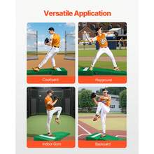 Pitching Mound, Portable Baseball Pitcher's Mound, 77 In IIndoor Outdoor Pitching Practice And Training Equipment, Softball Pitching Aids With Antifade Turf, Pitching Rubber, Carry Handles - One-piece Rectangular T-shaped Shape, 1.5-2m - View 7