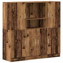 3 Piece Kitchen Cabinet Set Old Wood Engineered Wood - Brown - View 3