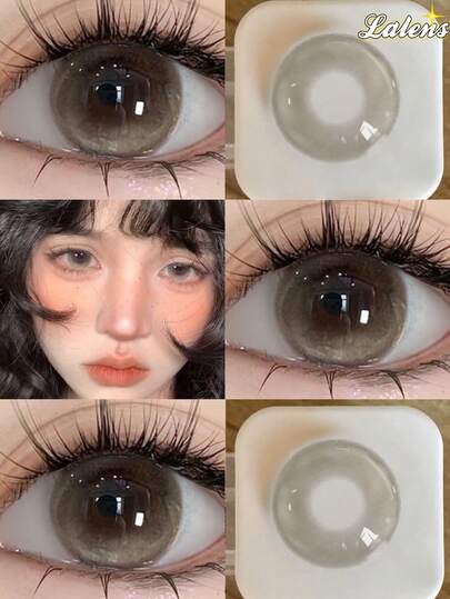  Lalens Natural Hazelnut Brown Colored Contact Lenses - 1 Pair, Natural Makeup Effect, Enlarges Eyes, Soft Gradient Color | Suitable For Graduation Ceremonies, Holidays, Summer, Autumn And Daily Wear, Ideal For Eye Makeup, Also Perfect For Travel, Outdoor Activities And Campus Events. 14.5mm, Annual Replacement | New Fashionable Brown Lens, Comes With Case, Suitable For Halloween Cosplay