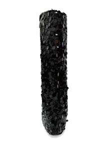 Women's Pointed Toe Glittery Chunky Heel Over-The-Knee Boots - Black - View 3
