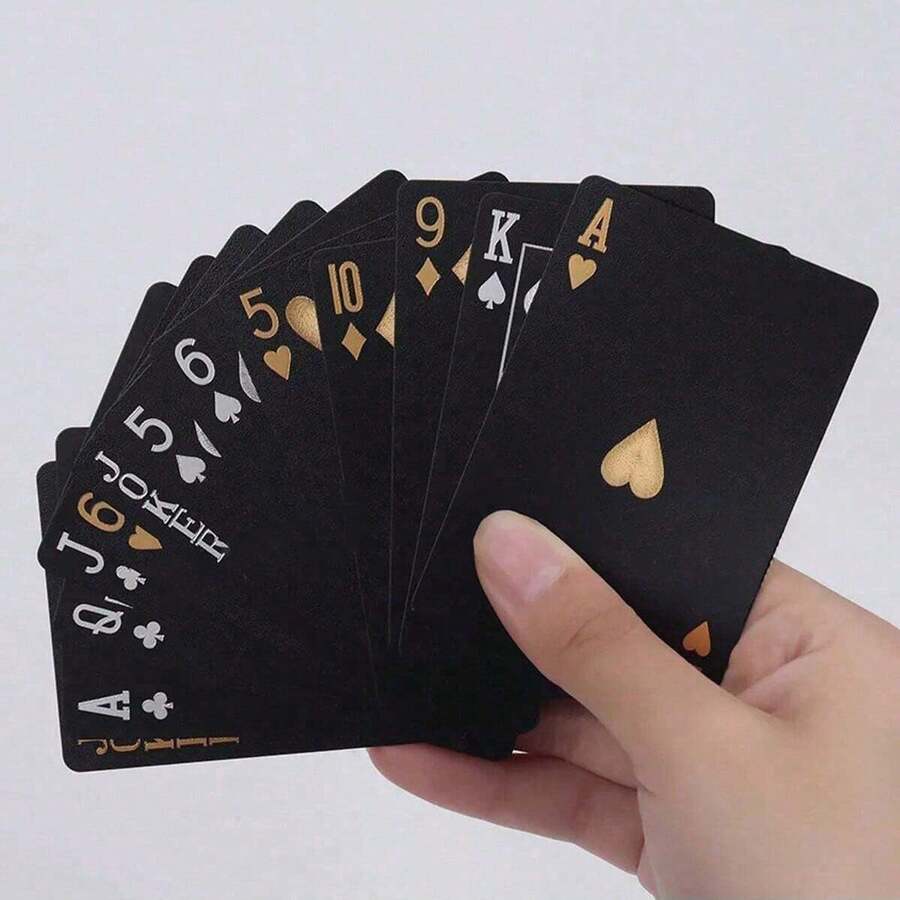 1 طقم، الاختيار المفضل لتجمعات الربيع والصيف! أوراق لعب مطلية بالذهب مقاومة للماء وعدم الطي، مصممة خصيصًا للبطاقات الطائرة الإبداعية، خيارات ملونة لإضاءة التجمعات، لعبة حفلات جديدة! أوراق لعب مطلية بالذهب مقاومة للماء - متعدد الألوان - مشاهدة 1