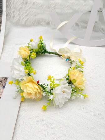 1 pieza Diadema floral ajustable, tocado de flor de respiración de bebé realista, adecuado para mujeres, festivales, fiestas, viajes, fotografía, bodas, damas de honor