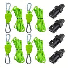 8件套可伸缩伞绳帐篷固定带，棘轮带小号迷你绳索凸轮锁帐篷天篷固定带，可调节户外防风紧固器张紧器吊架