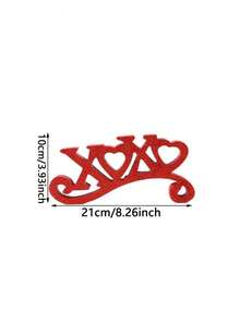 1 pieza Adorno decorativo de madera XOXO (disponible en rojo/rosa) - 21cm/8.26in * 10cm/3.93in, superficie brillante con patrón de corazón, crea un ambiente festivo, ideal para decoración de San Valentín/boda/aniversario, excelente para decoración de mesa/hogar/fiesta - Multicolor - Ver 4