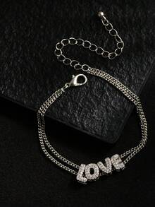 Minimalist Bubble Letter Love Chain Bracelet, Suitable For Daily Wear/Gift For Friends, Valentine's Day Gift - Love - View 4