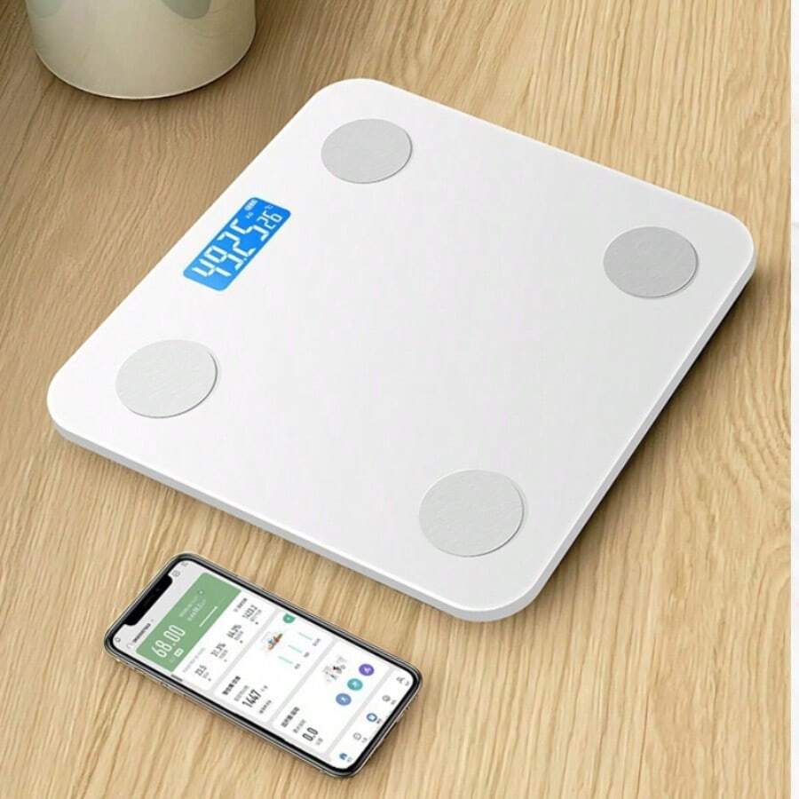 Bascula Digital Corporal y Muscular, Balanza Inteligente, Conexión via Bluetooth al App, Pesos de Hasta 180 Kg, alta precisión, Monitoreo de salud, Báscula Digital Corporal Inteligente, Analizador de Grasa Corporal - Blanco - Ver 1