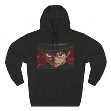 Anime-Inspired Three-Panel Fleece Hoodie, Cosplay Wear, Casual Hoodie - 黑色 - 查看 7