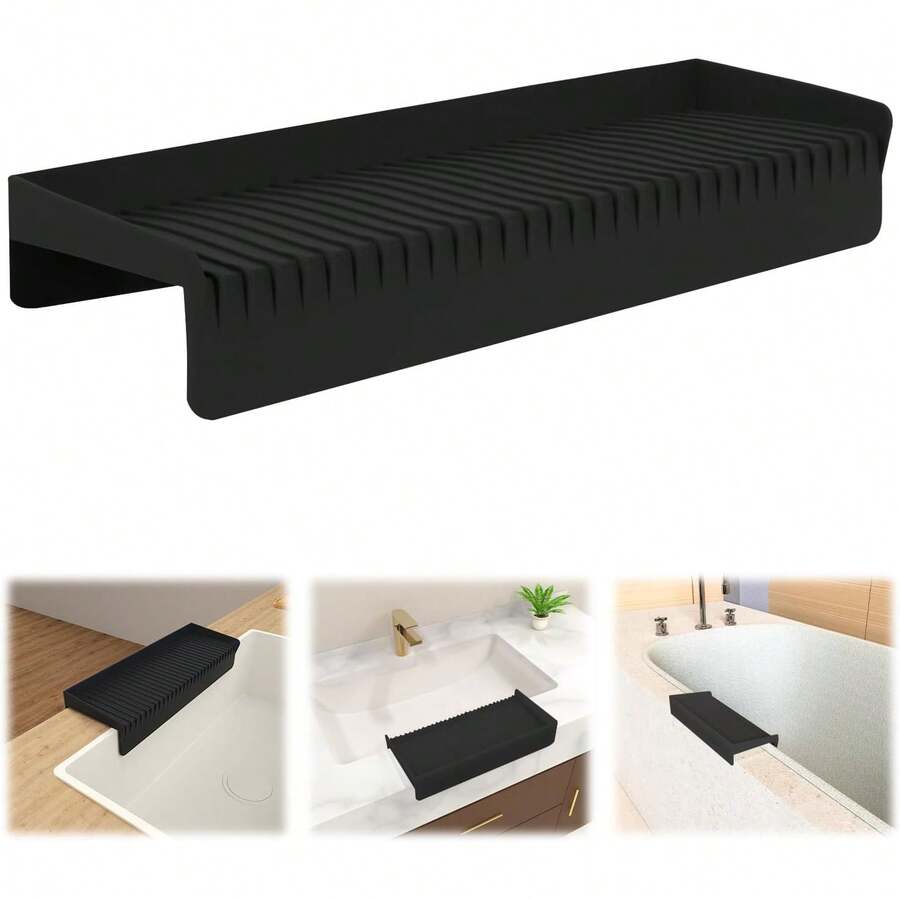 Protector de borde de fregadero para fregadero de cocina, protector de salpicaduras de fregadero de silicona para cocina y baño, protege la encimera de arañazos, manchas, salpicaduras, protector de - Gris - Ver 1