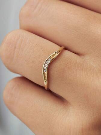 1 pieza Anillo de mujer de plata de ley S925 de moda versátil, curvo, de lujo con circonita, elegante y casual, adecuado para uso diario, vacaciones, fiestas, regalo de joyería