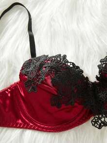 weiweihu Ladies Eyelash Lace Satin Retro Palace, Exquisite Sexy, Charming Sexy Style Steel Ring Thin Cup Comfortable Underwear Set,Lingerie For Women ,Lingerie Set,Lingerie,Sexy Underwear,Sexy Christmas Lingerie,Sexy Christmas Outfit,Sexy Dress,Sexy Christmas,Lingerie Set>Sexy,Lencería Para Mujer,Lencería Para Mujer,Ropa Interior Para Mujeres,Corset De Mujer - Màu Đỏ Sâu - Xem 3