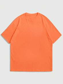 FRACTYR 男士夏季简约纯色短袖T恤 | 基础款街头休闲上衣 - 橘色 - 查看 5