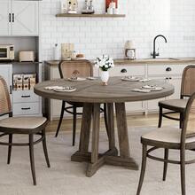 Mesa de Comedor para 4 a 6 Personas, Mesa de Comedor Redonda de 47 Pulgadas, Mesa de Cocina de Madera con Patas robustas, Mesa de Comedor para Comedor, Cocina - Gris - Ver 5