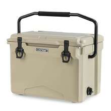 COSTWAY 25 QT Portable Cooler Rotomolded Ice Chest Insulated Ice Box For 5-7 Days Charcoal/Tan - Tan - View 8
