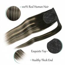 真人发马尾接发，夹式环绕马尾，#TP1B/16/1B 自然黑至金棕色长直发 - S1B/1B/16 - 查看 5