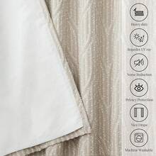 Beige And Black% Blackout Geometric Pattern Curtains, 52 Inch Wide 96 Inches Long 2 Panels, Thermal Insulated Noise Reducing Anti-Rust Grommet Drapes Bedroom Living Room,, Modern Style, Energy-Efficient - 暖沙和白色 - 查看 5