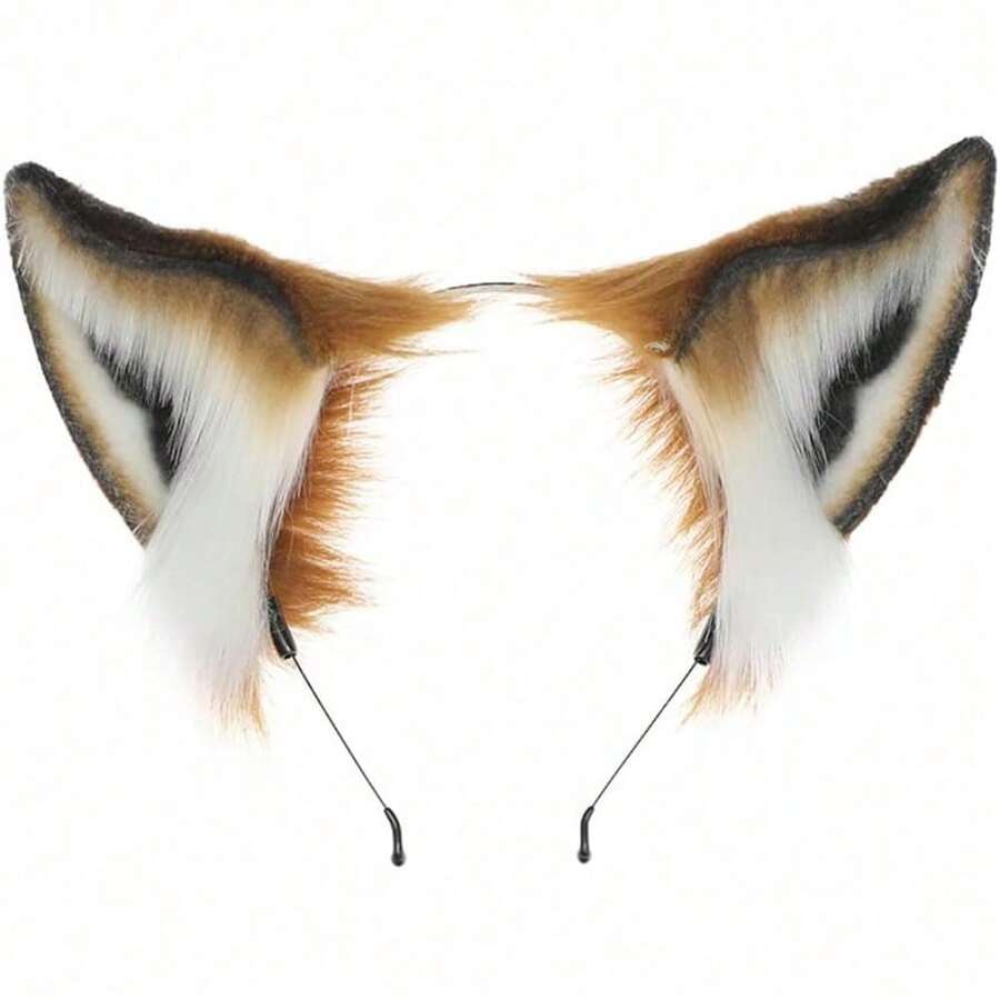 Faux Fur Wolf Fox Ears Headband Furry Animal Ears Hair Hoop Cosplay Headwear Halloween Christmas Party Headpiece - 預設 - 查看 1