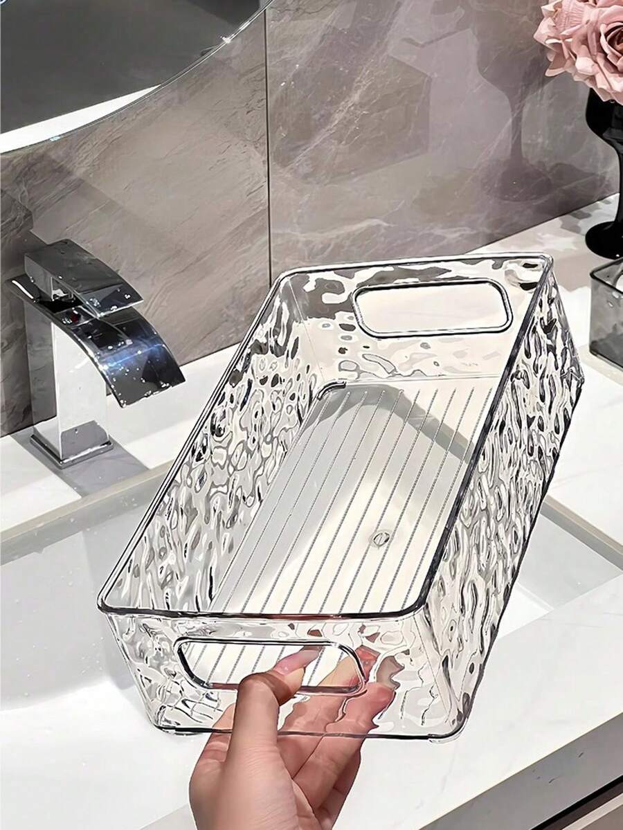 1个豪华透明亚克力化妆品收纳盒，带提手，可存放化妆品、护肤品、口红和面膜，可堆叠桌面支架，适用于梳妆台、浴室、橱柜和办公桌，多功能收纳盒，是送给喜欢整洁时尚空间的女性、朋友和同事的完美礼物，非常适合圣诞节、情人节、生日、乔迁和节日庆祝活动。 - 無色 - 查看 1