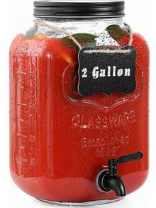 2 Gallon Glass Drink Dispensers For Parties,Beverage Dispenser,Glass Drink Dispenser With Fruit Infuser &Stand And Stainless Steel Spigot,Lemonade Dispenser With Ice Cylinder.Laundry Detergent For BBQ, Picnic, Party,Weddings & Events - 透明 - 查看 9