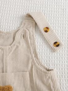 2 Stück Baby Jungen Lässige Modische Cord-Latzhosen mit Bär Stickerei Dekoration, Bequem für den Herbst - Verschiedenfarbig - Übersicht 8