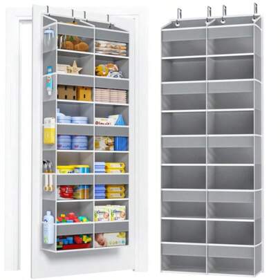 Kệ đựng đồ gắn cửa 5 tầng với 10 túi lưới bên hông và cửa sổ trong suốt, tải trọng tối đa 80 lbs (khoảng 36,3 kg), thích hợp sử dụng trong phòng tắm, phòng ngủ, phòng trẻ em, nhà bếp để đựng đồ chơi, giày dép và tã bỉm.